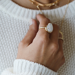 Moonstone ring statement ring cocktail ring stack
