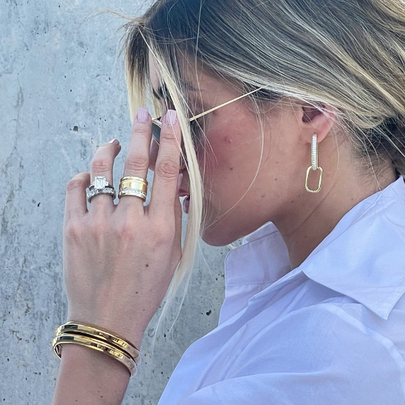 Lex X Nikki E Designs - Modular Drop Hoops Gold