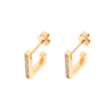 Sleek modern geometrical square huggies with pave stones 18k gold vermeil - Nikki E. Designs