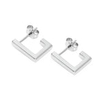 Modern square sleek minimal huggie .925 sterling silver - Nikki E. Designs