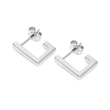 Modern square sleek minimal huggie .925 sterling silver - Nikki E. Designs