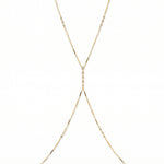 Amalfi gold body chain with bezel CZ stations and bar chain detail waterproof – Nikki E. Designs