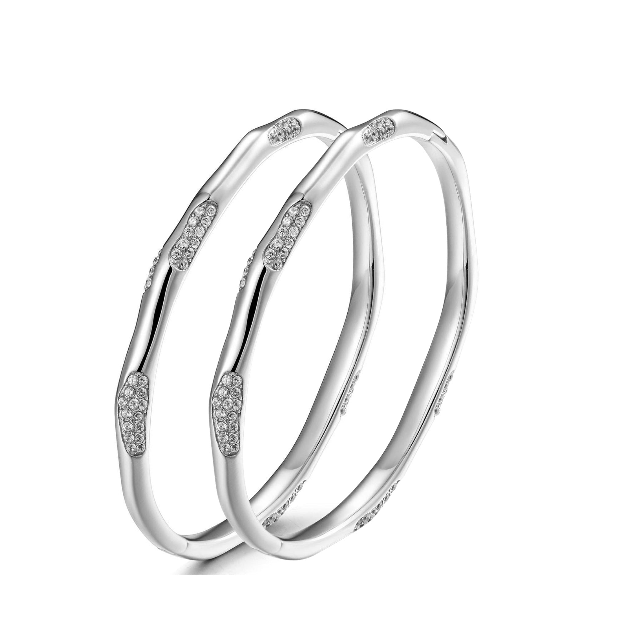 waterproof Amara pavé CZ bangle set in silver 316L surgical steel – set of two – Nikki E. Designs