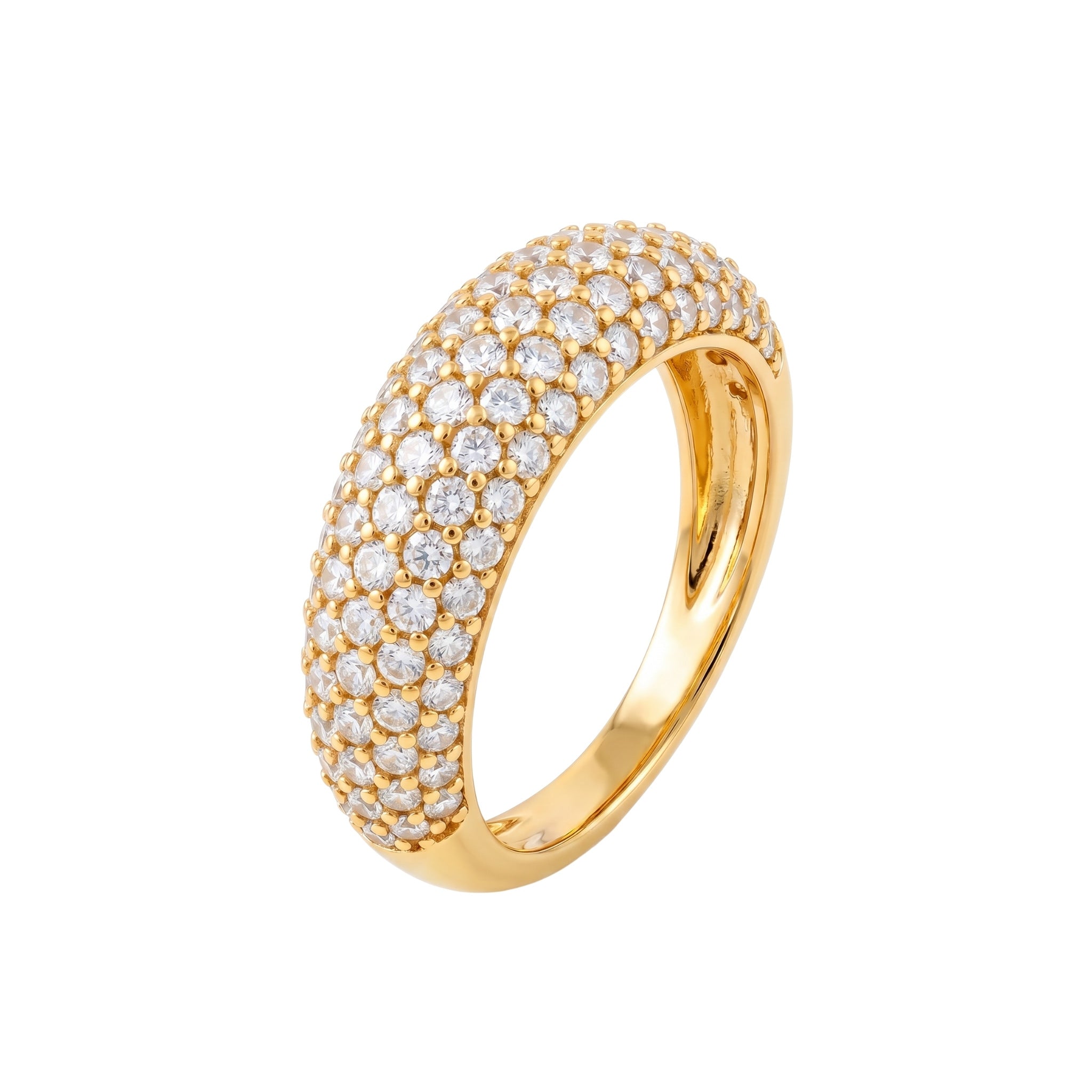 Gia pavé CZ dome ring 6mm wide in 18k gold vermeil – Nikki E. Designs