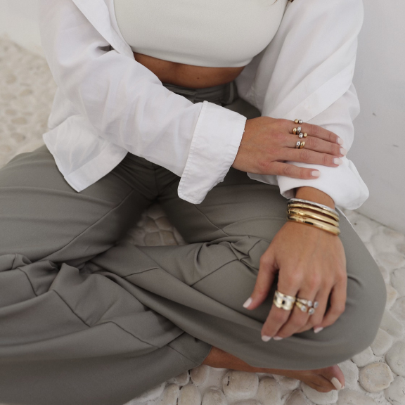 Hedy Adjustable Ring Ring Stack Stainless Steel Gold Nikki E Designs