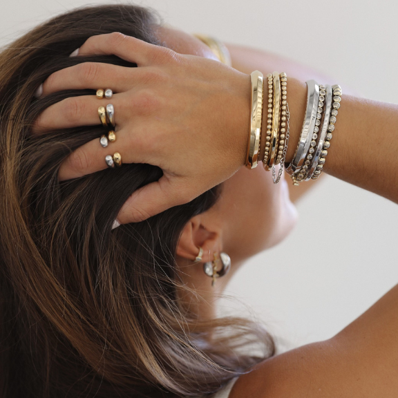 Ring Stack Hedy Adjustable Ring Stainless Steel Gold Nikki E Designs
