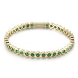 Remi Jewel Tennis Bracelet in emerald green bezel-set CZ 316L gold surgical stainless steel – Nikki E. Designs