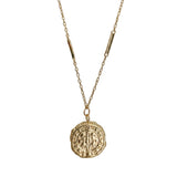Rome St. Benedict 12mm gold coin pendant on bar and cable chain in 18k gold vermeil – Nikki E. Designs