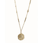 Rome St. Benedict 12mm gold coin pendant on bar and cable chain in 18k gold vermeil – Nikki E. Designs