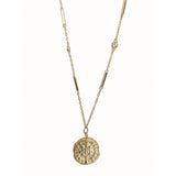Rome St. Benedict 12mm gold coin pendant on bar and cable chain in 18k gold vermeil – Nikki E. Designs