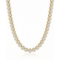 Serena graduating bezel-set CZ tennis necklace in waterproof 316L gold surgical stainless steel – Nikki E. Designs