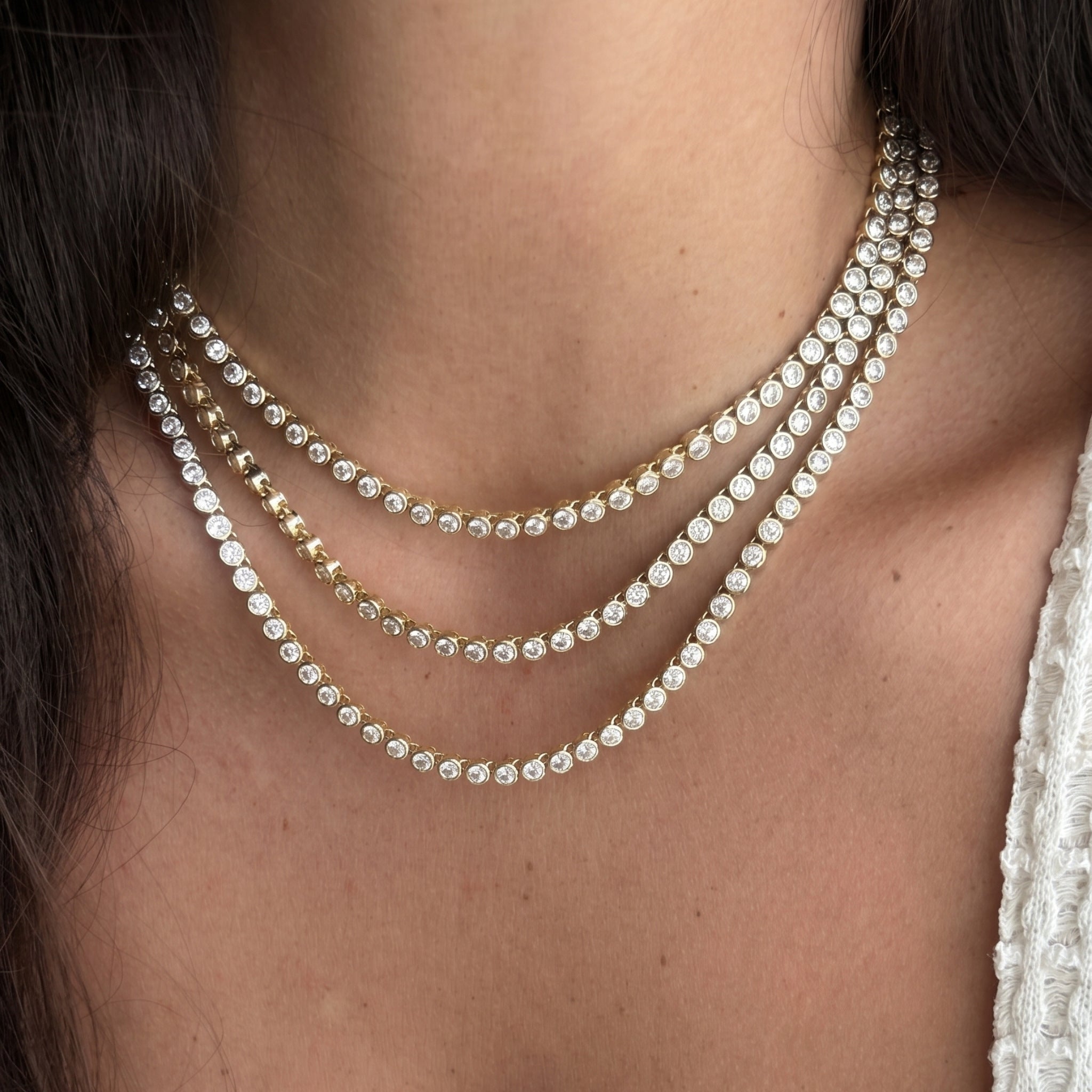LuxuryTennis Necklace glitter ネックレ 7 2mm LuxuryTennis Necklace glitter ネックレ 7 2mm