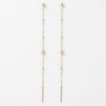 Stardust 4 inch satellite chain threader earrings with CZ stations in 18k gold vermeil – Nikki E. Designs