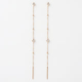 Stardust 4 inch satellite chain threader earrings with CZ stations in 18k gold vermeil – Nikki E. Designs