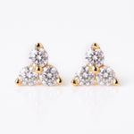 Triple Stone 4mm triple cluster round CZ prong set stud earrings in 18k gold vermeil – Nikki E. Designs