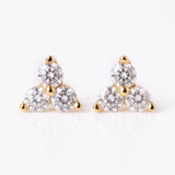 Triple Stone 4mm triple cluster round CZ prong set stud earrings in 18k gold vermeil – Nikki E. Designs