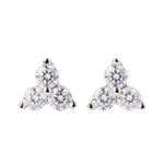 Triple Stone 4mm triple cluster round CZ prong-set stud earrings in sterling silver – Nikki E. Designs