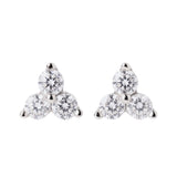 Triple Stone 4mm triple cluster round CZ prong-set stud earrings in sterling silver – Nikki E. Designs