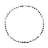 Vida 4mm silver bead stretch bracelet in surgical stainless steel on white background – Nikki E. Designs