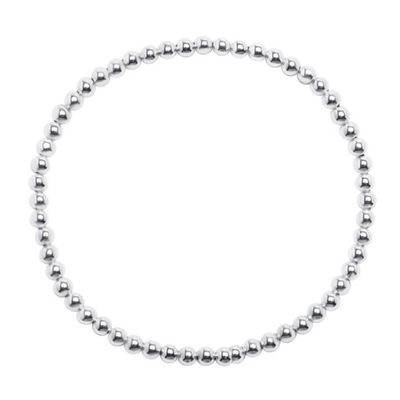 4mm sterling silver beaded bracelet