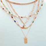 Multi Pearl Necklace vermeil tarnish resistant necklace stack Nikki E Designs gold necklace Colorful Jewelry