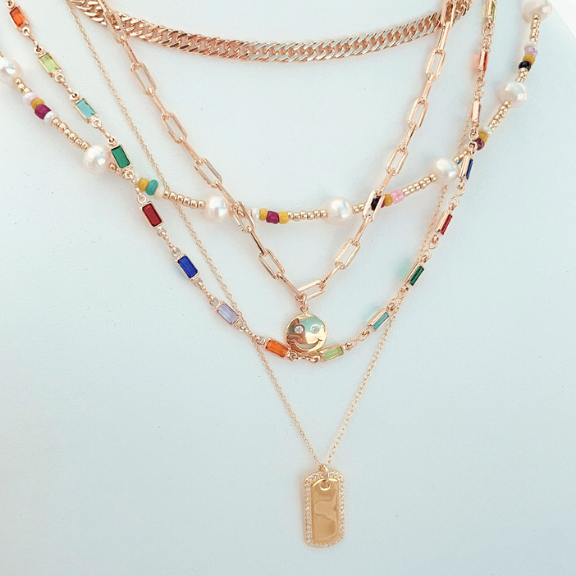 Multi Pearl Necklace vermeil tarnish resistant necklace stack Nikki E Designs gold necklace Colorful Jewelry