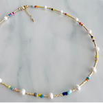 Multi Pearl Necklace vermeil tarnish resistant necklace stack Nikki E Designs gold necklace Colorful Jewelry