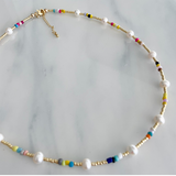 Multi Pearl Necklace vermeil tarnish resistant necklace stack Nikki E Designs gold necklace Colorful Jewelry