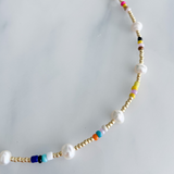 Multi Pearl Necklace vermeil tarnish resistant necklace stack Nikki E Designs gold necklace Colorful Jewelry