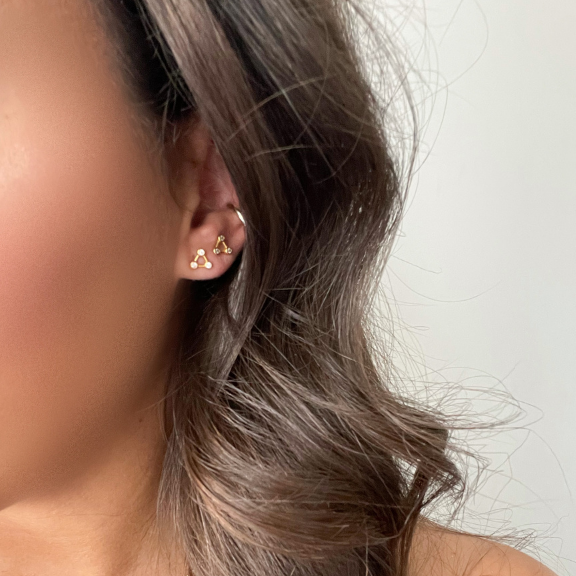 dainty gold earrings ear stack triangle studs vermeil nikki e designs