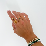 Noonu Emerald dainty band ring Nikki E Designs Waterproof Jewelry 