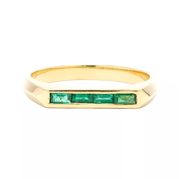 Noonu Emerald dainty band ring Nikki E Designs Waterproof Jewelry 