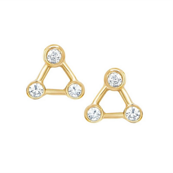 dainty gold earrings ear stack triangle studs vermeil nikki e designs