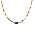 Bec Necklace Emerald chunky cuban chain vermeil Nikki E Designs