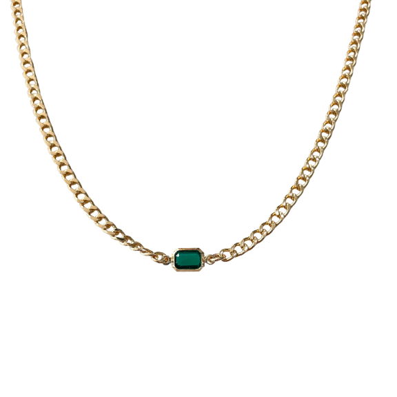Bec Necklace Emerald chunky cuban chain vermeil Nikki E Designs