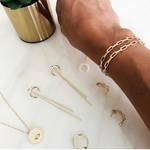 large link chain layering necklace bracelet