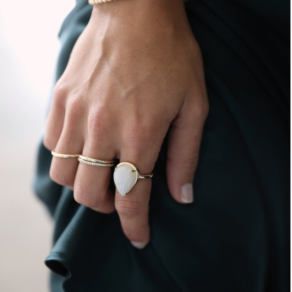 Moonstone ring statement ring cocktail ring stack